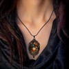 Gothic Bat Cameo Necklace - Victorian Crystal Pumpkin Pendant, Vintage Witchy Jewelry - 3 of 4