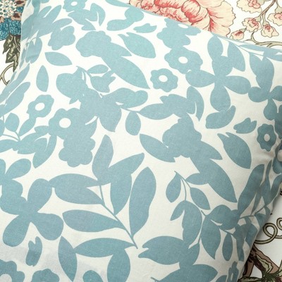 Sydney Twin XL Green Blue Reversible Cotton Floral Duvet Cover Set