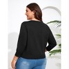 Women Plus Size Cardigans Round Neck Knit Cardigan Open Front Sweater 3/4 Sleeve Cardigan Button Outwear - 4 of 4