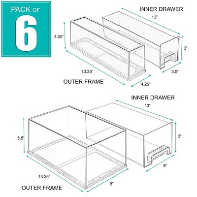 Sorbus 2 Large & 4 Small Clear Stackable Fridge Drawers with Handles - Food Storage Containers for Kitchen, Freezer, Vanity & Fridge — фото 4