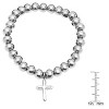 Steeltime Men's set of 3 black lava and stainless steel with cross beaded bracelets. Color Options: Silver, Gold - 3 of 4