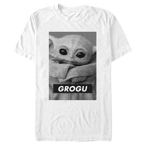 Men's Star Wars: The Mandalorian Grogu Black and White Poster T-Shirt - 1 of 4
