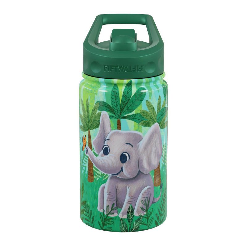 FIFTY/FIFTY 12oz Kids Bottle with Straw Cap Elephant Print, 1 of 3