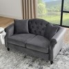 57" Velvet Chesterfield 2-Seater Sofa, Tufted Couch with Rolled Arms & Nailhead Trim for Living Room - 3 of 4