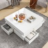 MAYEERTY Modern Coffee Table with 4 Drawers, Multi-Storage Square Center Table with Wood Grain Legs, for Living Room, 31.5"x31.5", White - 2 of 4