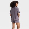 Women's Cloud Knit Short Sleeve Notch Collar Shirt and Shorts Pajama Set - Auden™ - 2 of 3