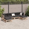 vidaXL Garden Sofa Set Natural Wood Solid Pine Wood Large Modular - Natural Pine No Cushion - 3 of 4