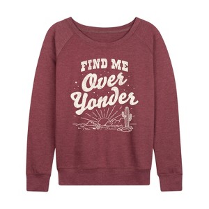 Women's - Instant Message - Find Me Over Yonder Lightweight French Terry Wide Neck Long Sleeve Graphic Shirt - 1 of 4