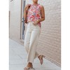 Amaryllis Women’s Sleeveless Floral High Neck Blouse Lightweight Woven Fabric with Ruffle Trim- Small ,Pink - 4 of 4