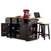 VYNXARIA K&K 53" Kitchen Island Set with Bar Stools, Power Outlet & Ample Storage - 4 of 4