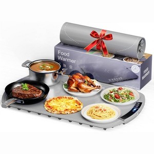 ZAFRO 7-Temp Food Warming Mat, 250W Low Energy Consumption (104°F-212°F), 6H Timer & Child Lock, Ultra-Thin Roll-Up Buffet Hot Plate,Grey - 1 of 4