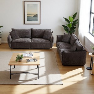 Modern Linen 3+3 Sofa Set with Wood Frame - 1 of 4