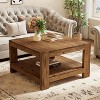 Lantine 2-Tier Solid Wood Coffee Table, 31.5" Square Farmhouse Center Table Tea Cocktail Table for Living Room, Small Space - 4 of 4