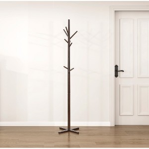 TOBILI Modern Coat Rack Solid Wood, 9 Hooks Coat Hanger Stand Entryway Home Furniture 1pc - 1 of 4
