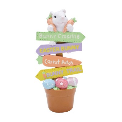 Transpac Resin Easter Rabbit Easter Bunny Sign Figurines Home Decorations Easter