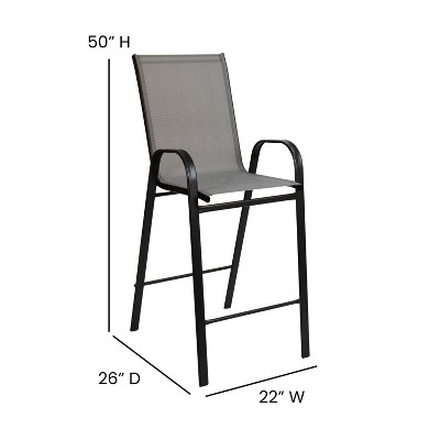 Gray 4-Person Steel and Glass Outdoor Bistro Set