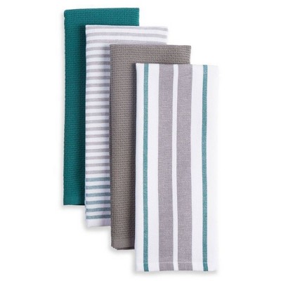 teal and gray towels