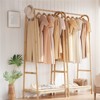 Wood Clothes Rack with Storage Shelf - Freestanding Garment Rack for Hanging Clothes, Coats, Skirts, Shoes & Plants - Ideal for Living Room, Balcony - 2 of 4