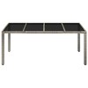 vidaXL Patio Table with Glass Top, Gray 74.8"x35.4"x29.5" Poly Rattan - 3 of 4