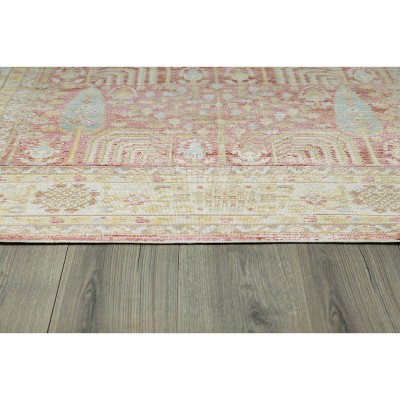 Isabella Pink Synthetic Stain-Resistant Runner Rug 2'7" x 8'