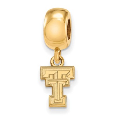 Black Bow Jewelry 14k Yellow Gold Plated Sterling Silver Texas Tech Red Raiders NCAA Bead Charm