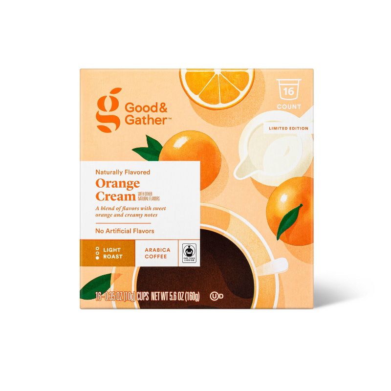 Naturally Flavored Orange Cream with Other Natural Flavors Light Roast Arabica Coffee Pods  - 16ct - Good &#38; Gather&#8482;, 1 of 7