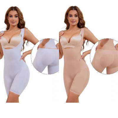 INSPIRE CHIC 2 Pcs Women's Butt Lifter Thigh Slimmers Bust Back Support Body Shapers