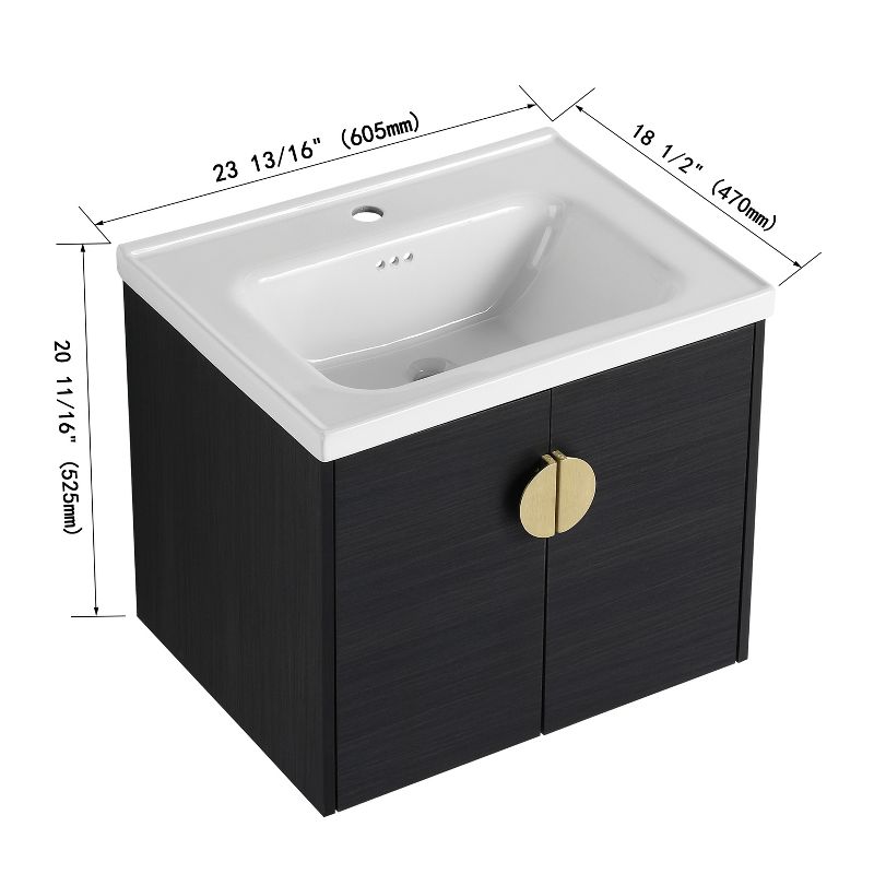 Bathroom Vanity with Sink and Soft Close Door for Small Bathrooms, Black - ModernLuxe, 4 of 12