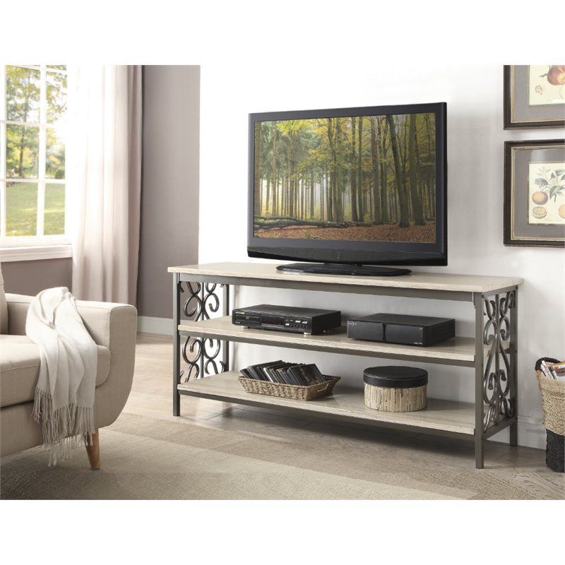 Fairhope Faux Marble Top TV Stand in Black - Lexicon, 2 of 6