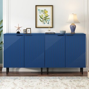 70"W Set of 2 Modern Minimalist Sideboard TV Stand TV Console Buffet Cabinet with Geometric Door and Adjustable Shelf-Christopher Knight Home - 1 of 4
