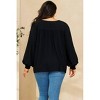 Women's Solid Long Puff Sleeves Woven Blouse - Plus - Oddi - 3 of 3