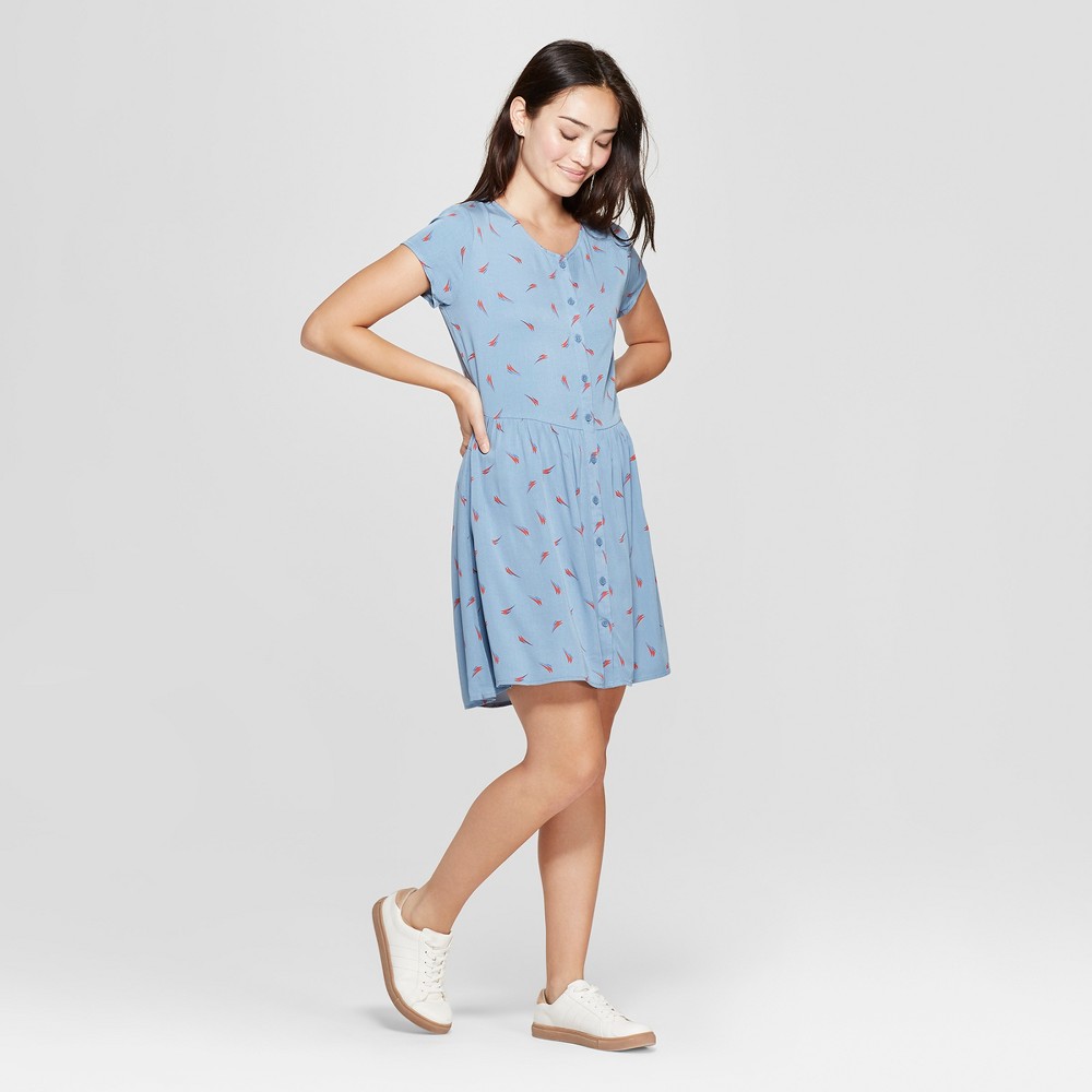 petiteJunk Food Women's David Bowie Short Sleeve Empire Tie Waist Dress - Blue XXL was $32.0 now $11.19 (65.0% off)