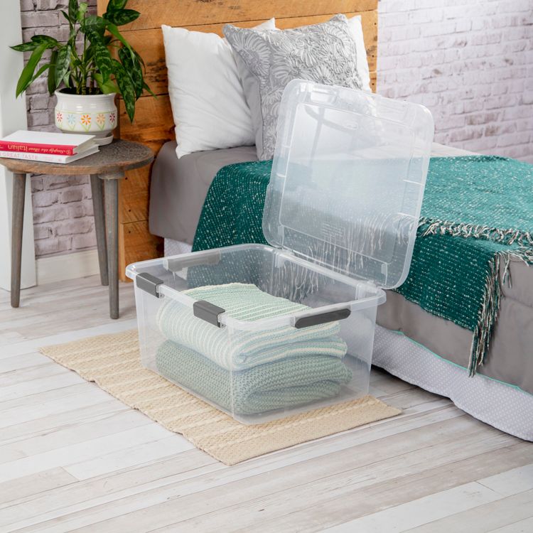 Sterilite 60qt Hinged Lid Latch Box: Plastic Storage Tote, Portable & Stackable, Built-In Handles, Universal Use, 2 of 11