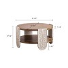 2-Tier Round Storage Tea Table,Vintage Solid Wood Coffee Table with Open Storage Shelf,Living Room Carved Wood Coffee Table-Coolbibila - 4 of 4