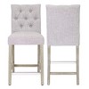 WestinTrends 24" Linen Fabric Tufted Counter Stool (Set of 2) - 3 of 4