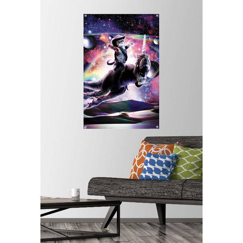 Trends International James Booker - Galaxy Cat on Dinosaur Unicorn In Space Unframed Wall Poster Prints, 2 of 7