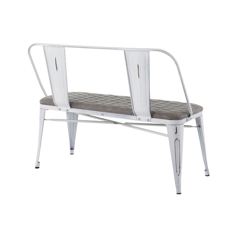 Oregon Industrial Upholstered Bench Vintage White/Gray - LumiSource, 4 of 10