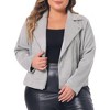 Agnes Orinda Women's Plus Size Winter Suede Cropped Moto Biker Zip Up Faux Suede Jackets - 2 of 4