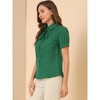 INSPIRE CHIC Women's Retro Dots Print Bow Tie Peter Pan Collar Chiffon Blouse - 4 of 4