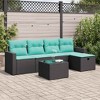vidaXL 6 Piece Patio Sofa Set with Cushions Black Poly Rattan - 2 of 4