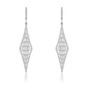 Guili Shimmering & Rosy Cascade GV Sterling Silver Clear Cubic Zirconia Drop Earrings for a Radiant, Elegant Look and Feminine Fashion Statement - 1 of 4