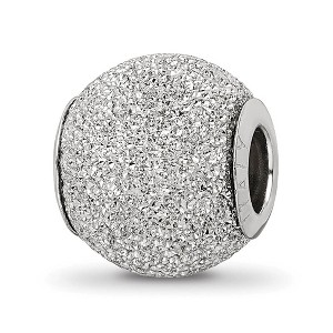 Black Bow Jewelry Sterling Silver Light Grey Laser Cut Bead Charm - 1 of 4