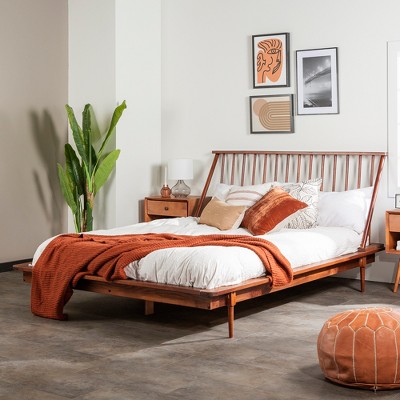 GDFStudio Ansel Mid-Century Modern Solid Wood Spindle Queen Bed