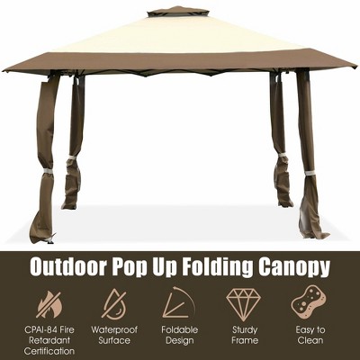 13' x 13' Brown and Beige Outdoor Folding Canopy Tent