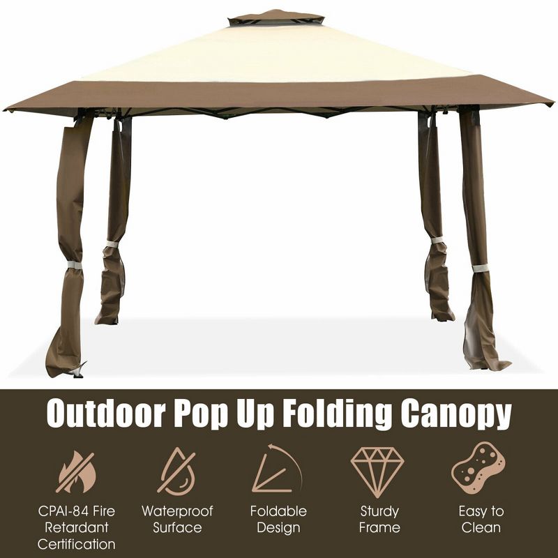 Tangkula 13' x 13' Folding Patio Pop-up Gazebo Canopy Tent Outdoor Shelter Shade, 3 of 10