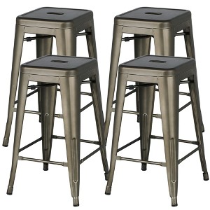 Yaheetech 24" Set of 4 Metal Counter Height Backless Stackable Bar Stools Indoor/Outdoor - 1 of 4