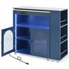 NicBex Kitchen Island with Drop Leaf Mobile Kitchen Island with LED Lights, Power Outlets, 4 Open Shelves - 2 of 4
