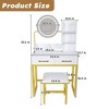 Kumasinova Makeup Vanity Desk with LED Lights & Power Outlets,2-Drawer Vanity Table with Mirror,Sturdy Metal Chair Dressing Table for Bedroom - 2 of 4
