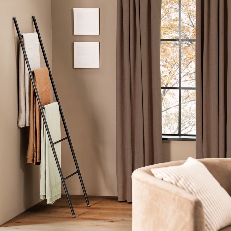 mDesign Metal Blanket & Towel Wall Ladder Rack for Bedroom/Bathroom, 3 of 9