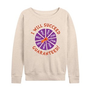 Women's - Dr. Seuss - I Will Succeed Lightweight French Terry Wide Neck Long Sleeve Shirt - 1 of 4
